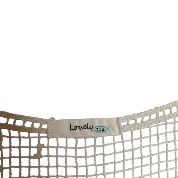 Lovely 153 Crochet Long Sleeve Top Floral Open Knit Fringe Cover Up Boho Size S - Picture 3 of 7